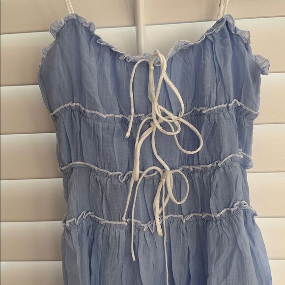 Selfie Leslie Maidens Tie Accent Maxi Dress Cloud Blue XS NWT - Picture 6 of 8